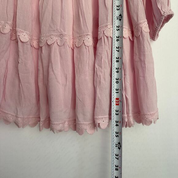NWT Eberjey Pink Small Summer of Love Sofia Mini V-Neck Lace Scalloped Hem Dress - Picture 12 of 13